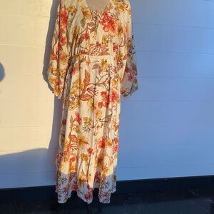 Onshore Floral Long Sleeve Maxi Dress  One size NWT/002